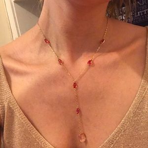 Swarovski gold-plated and pink crystals necklace.